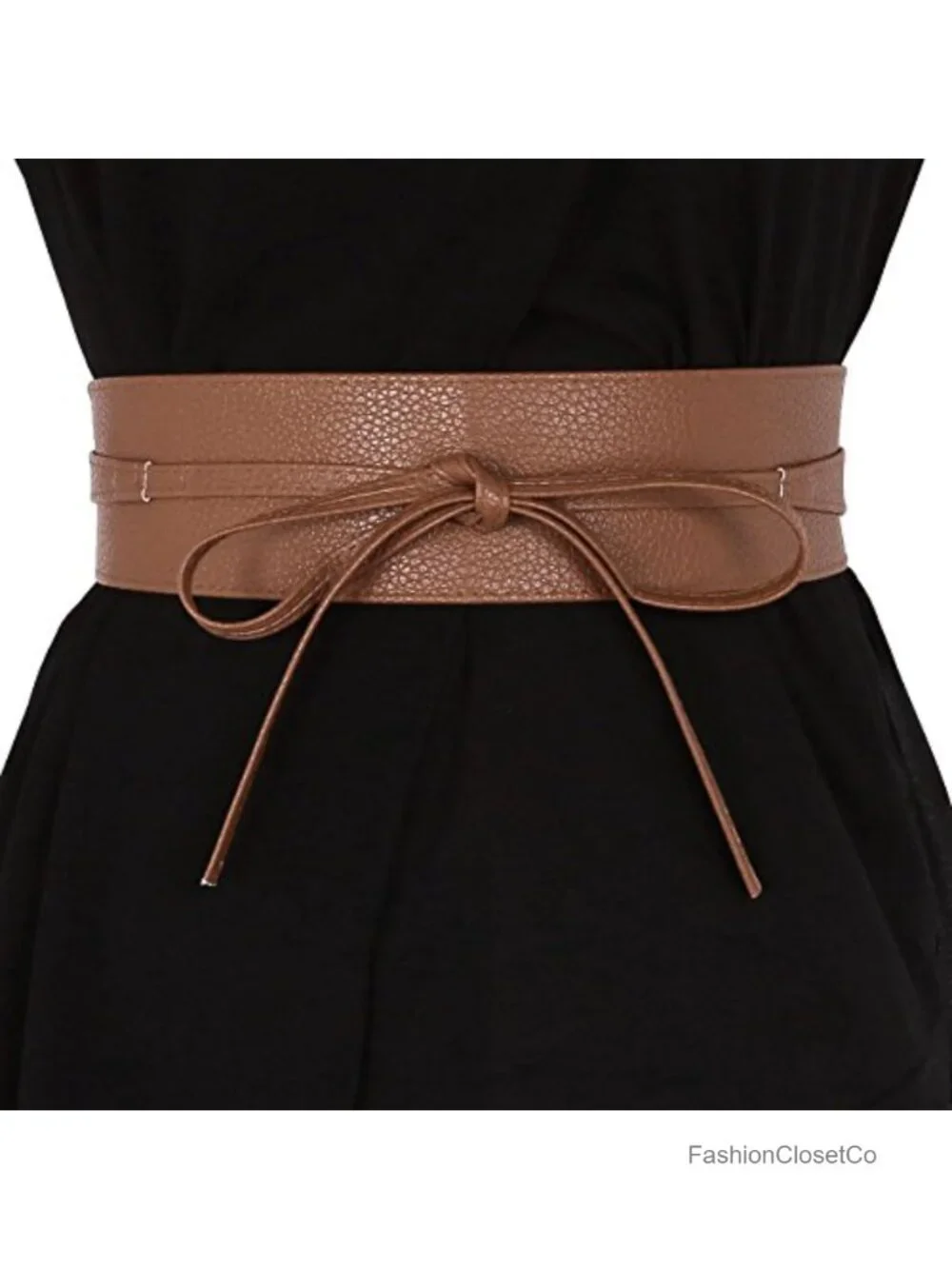 Women PU Leather Obi Belt Self Tie Wrap Cinch Waistband Bowknot Wrap Belt for